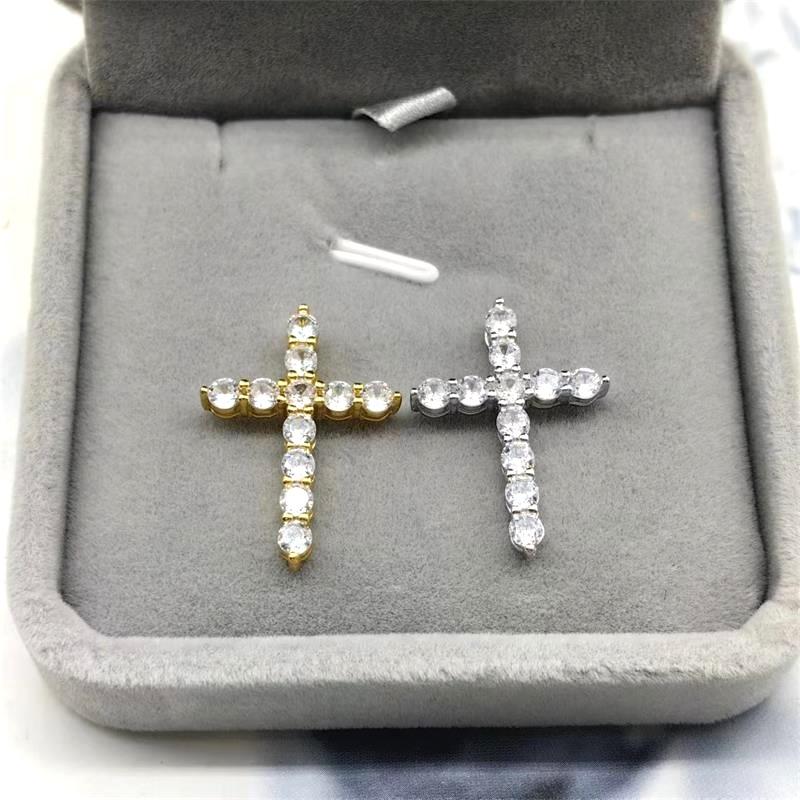 S925 Sterling Silver Zircon Cross Pendant/Super Shiny