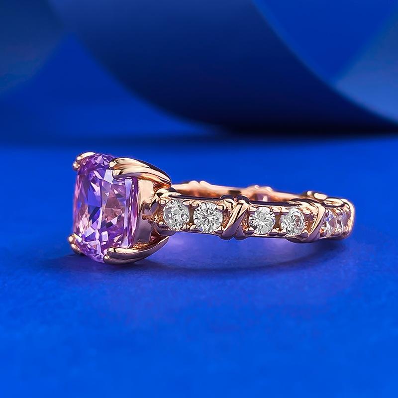 S925 Sterling Silver Purple Five-Flower Square Ring 9*9mm 6A Cubic Zirconia Ring-417(25%)