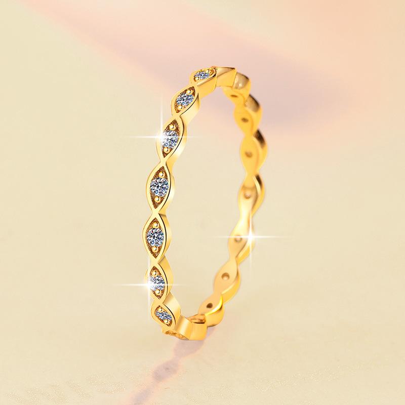 S925 Sterling Silver Stackable Band Ring Synthetic Moissanite Ring-569(35%)