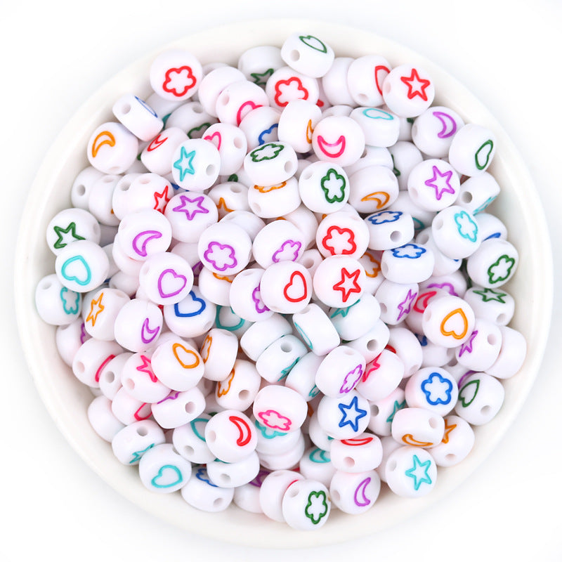 Acrylic Multi-Style Colorful Flat round Pattern Beads/Diy Beads/ Bracelet Beads Wholesale