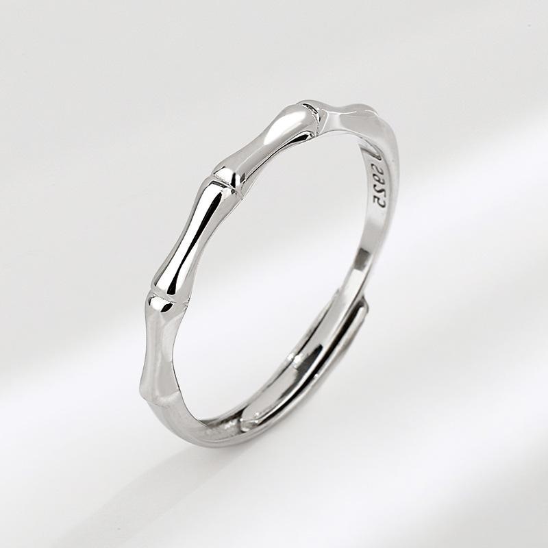 S925 Sterling Silver Ancient Style Bamboo Joint Couple Rings - 485 weddingring(45%)