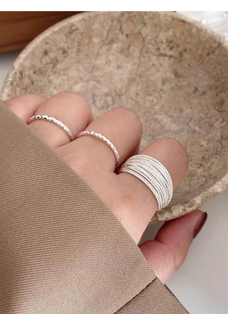S925 Sterling Silver Minimalist Multi-layer Line Geometry Open Ring for Women -508(45%)