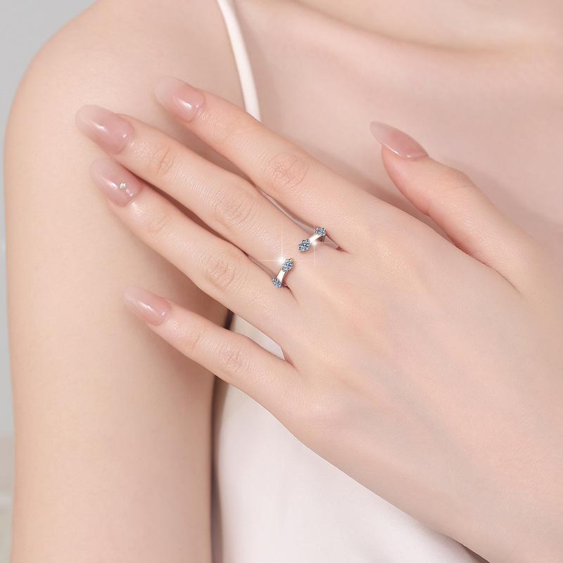 S925 Sterling Silver Eight Stars Band Ring Open Ring 6A Cubic Zirconia fashion jewelry accessory woman girl promise ring Springtok-275(35%)