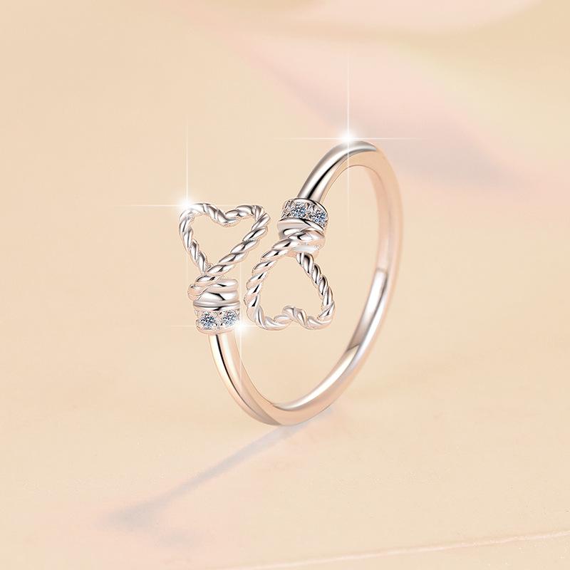 S925 Sterling Silver Twisted String Ring Synthetic Moissanite Ring fashion jewelry accessory woman girl promise ring-213(35%)