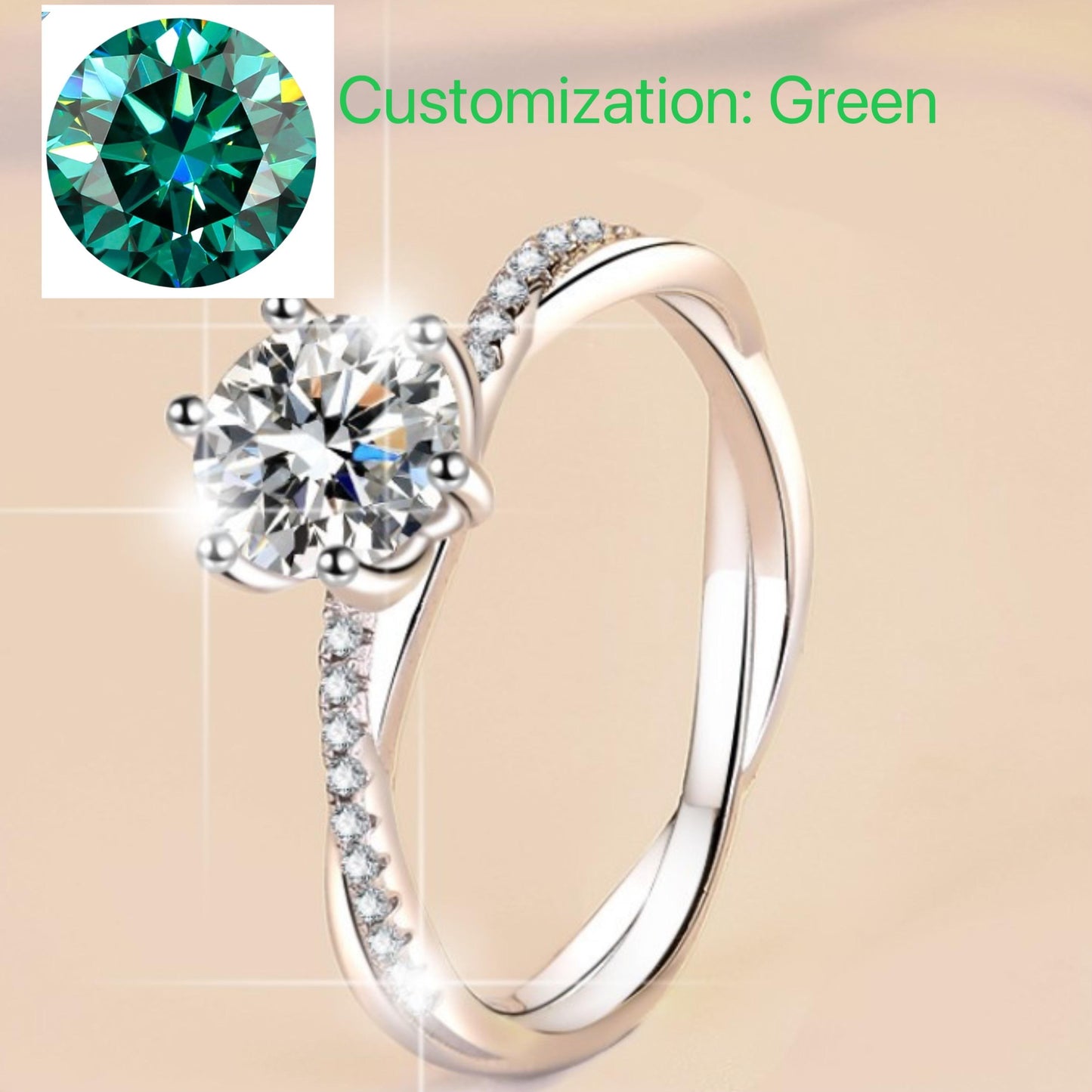 73. S925 Sterling Silver Love Interwoven Ring Synthetic Moissanite Ring