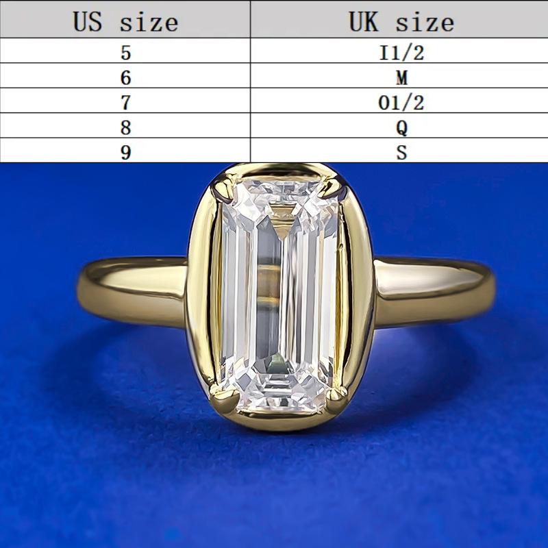 S925 Sterling Silver Grandma Cut Golden Cube Sugar Ring 5*10mm 6A Cubic Zirconia Ring Daily Wear fashion jewelry accessory woman girl promise ring-298(35%)