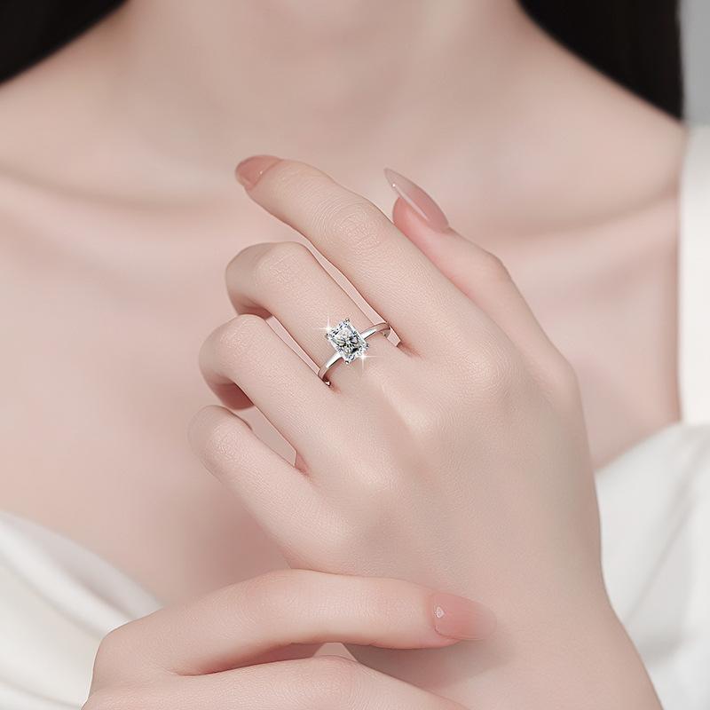 8A Cubic Zirconia S925 Sterling Silver Rectangular Radiant Ring 2Carat-448 custom  engagement  ring(25%)