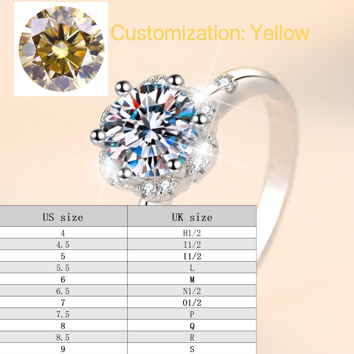S925 Sterling Silver Six-Claw Ring Synthetic Moissanite Ring fashion jewelry accessory woman girl promise ring-244(35%)