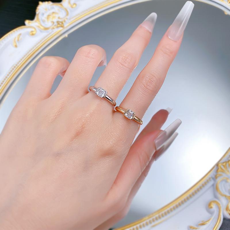 S925 Sterling Silver Rectangular Cut Rock Sugar Ring 5*5mm 6A Cubic Zirconia Ring-369(35%)