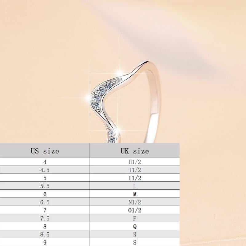 S925 Sterling Silver Wavy Ring Synthetic Moissanite Ring-364(35%)