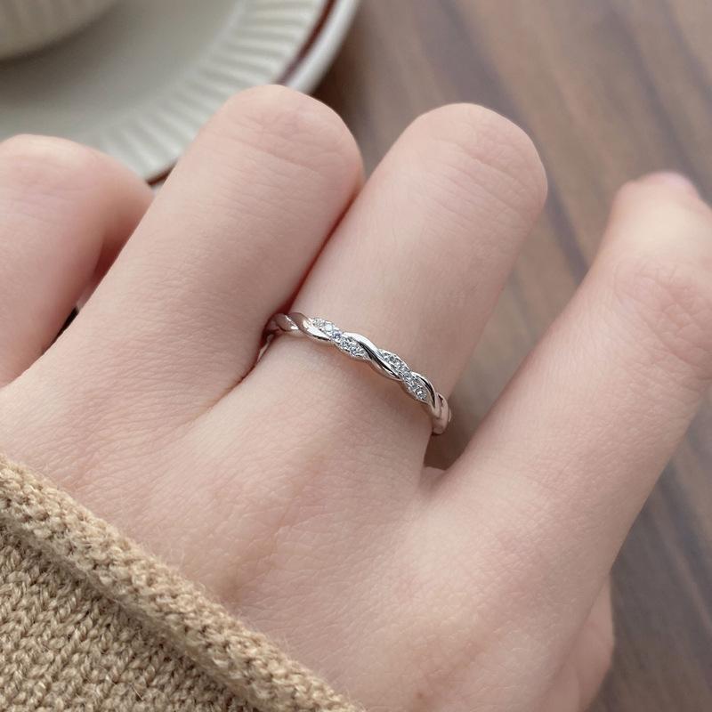 S925 Sterling Silver Mobius Ring Couple Rings Simple Adjustable Band -519 weddingring(45%)