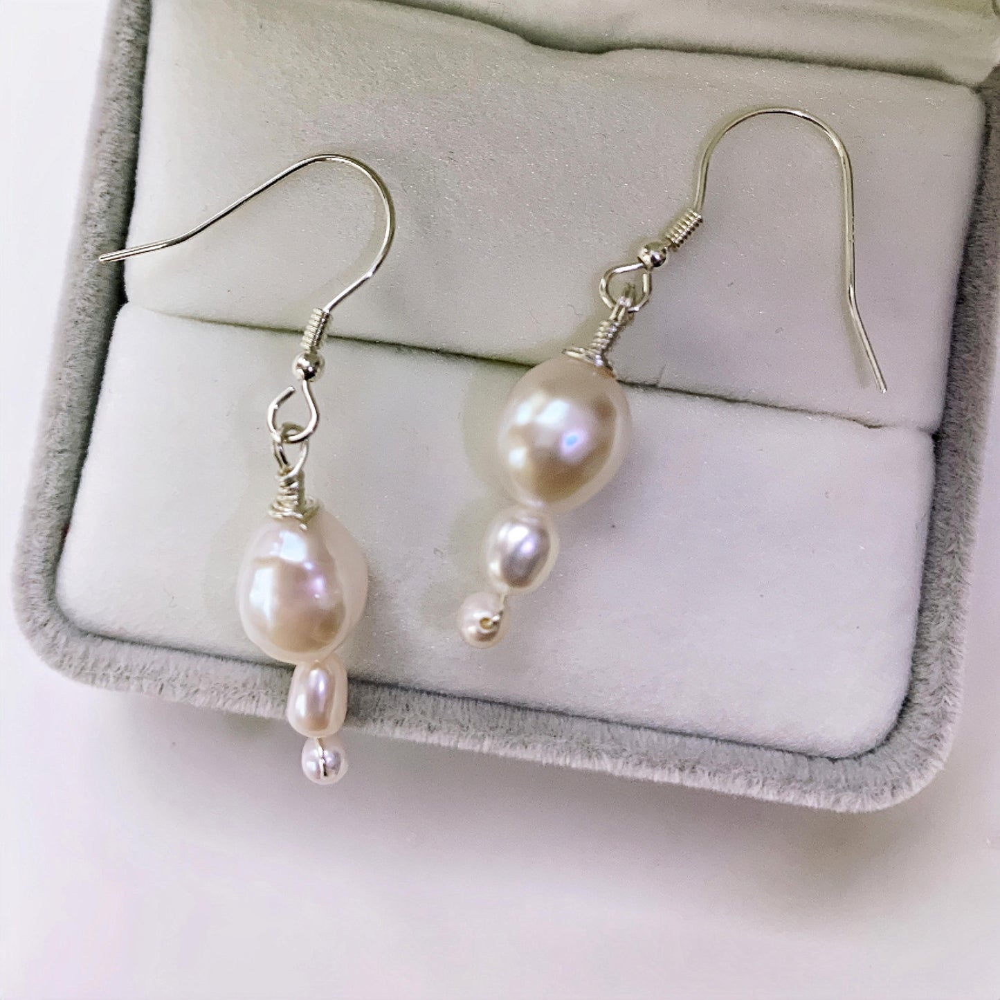 Natural Fresh Water Baroque Handmade Pearl Earrings /S925 Sterling Silver Earrings