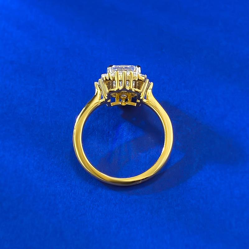 S925 Sterling Silver Rectangular Grandma Golden plated 6*8mm 6A Cubic Zirconia Ring-112(45%)