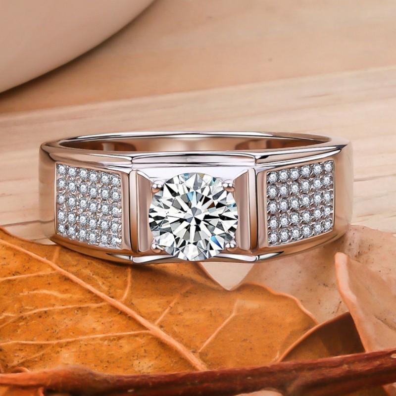 Synthetic Moissanite Sterling Silver Men's Little Starry Ring elegant luxury daily life engagement ring-203(35%)