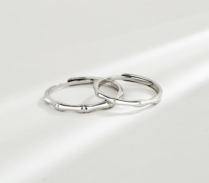 S925 Sterling Silver Ancient Style Bamboo Joint Couple Rings - 485 weddingring(45%)