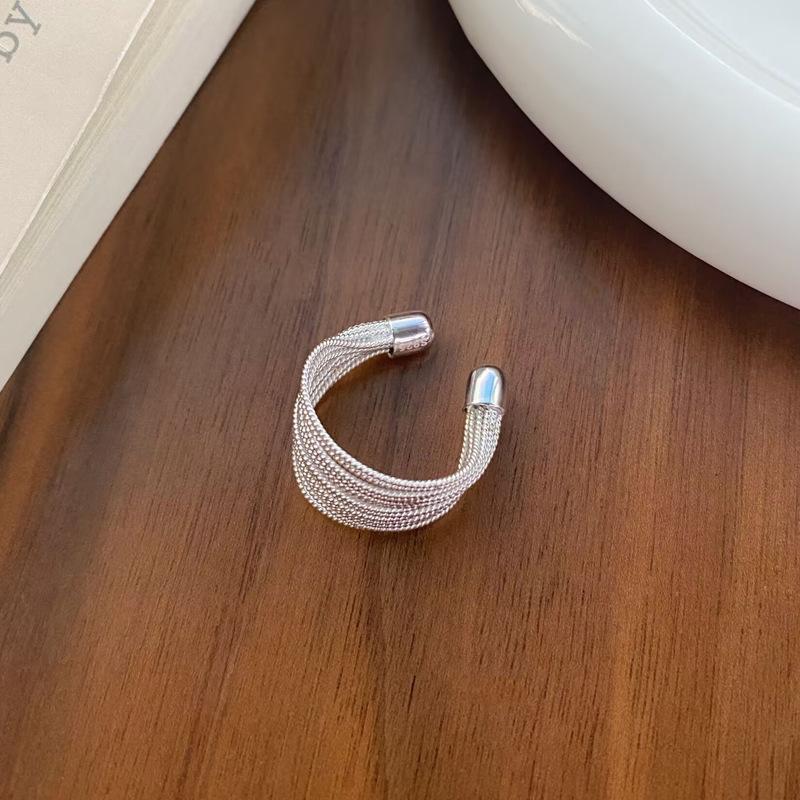 S925 Sterling Silver Minimalist Multi-layer Line Geometry Open Ring for Women -508(45%)