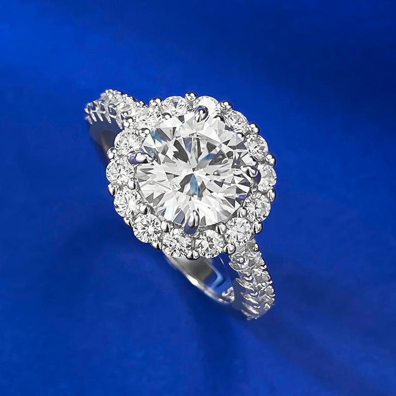 S925 Sterling Silver round Cut round Ring 8 * 8mm 6A Cubic Zirconia Ring fashion jewelry accessory woman girl promise ring Springtok-189(35%)