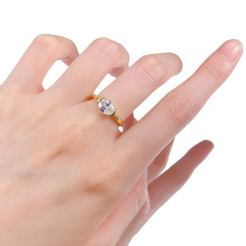 S925 Sterling Silver Oval Cut Oval Ring 6*8mm 6A Cubic Zirconia Ring-173(35%)