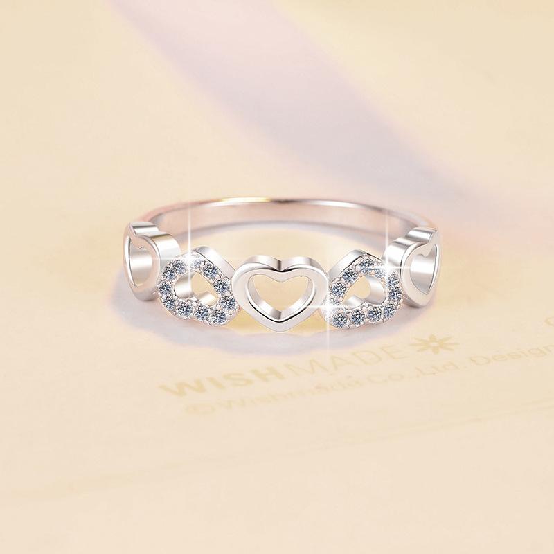 S925 Sterling Silver Little Heart-Shaped Ring  Synthetic Moissanite Ring fashion jewelry accessory woman girl promise ring-236(35%)