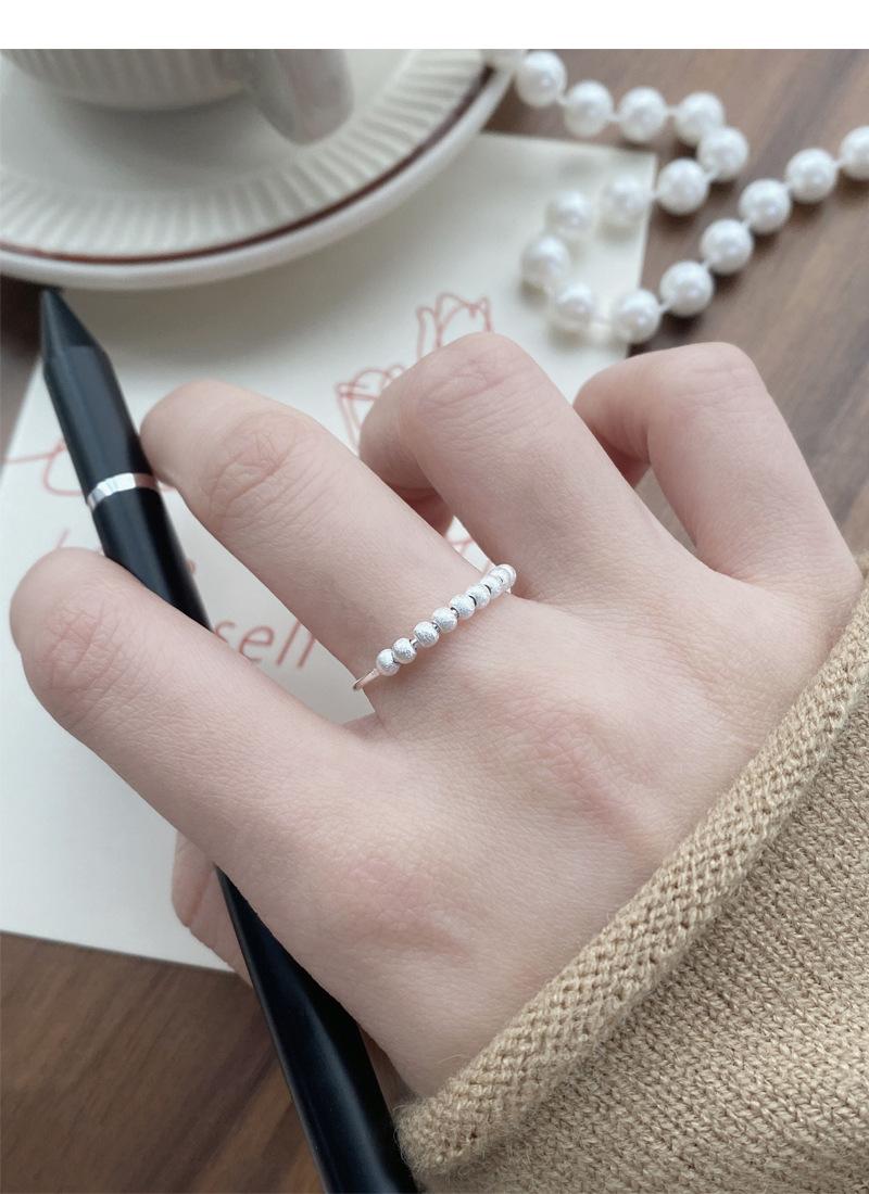 S925 Sterling Silver Matte Brushed Round Bead Ring for Women Open Ring -522(45%)