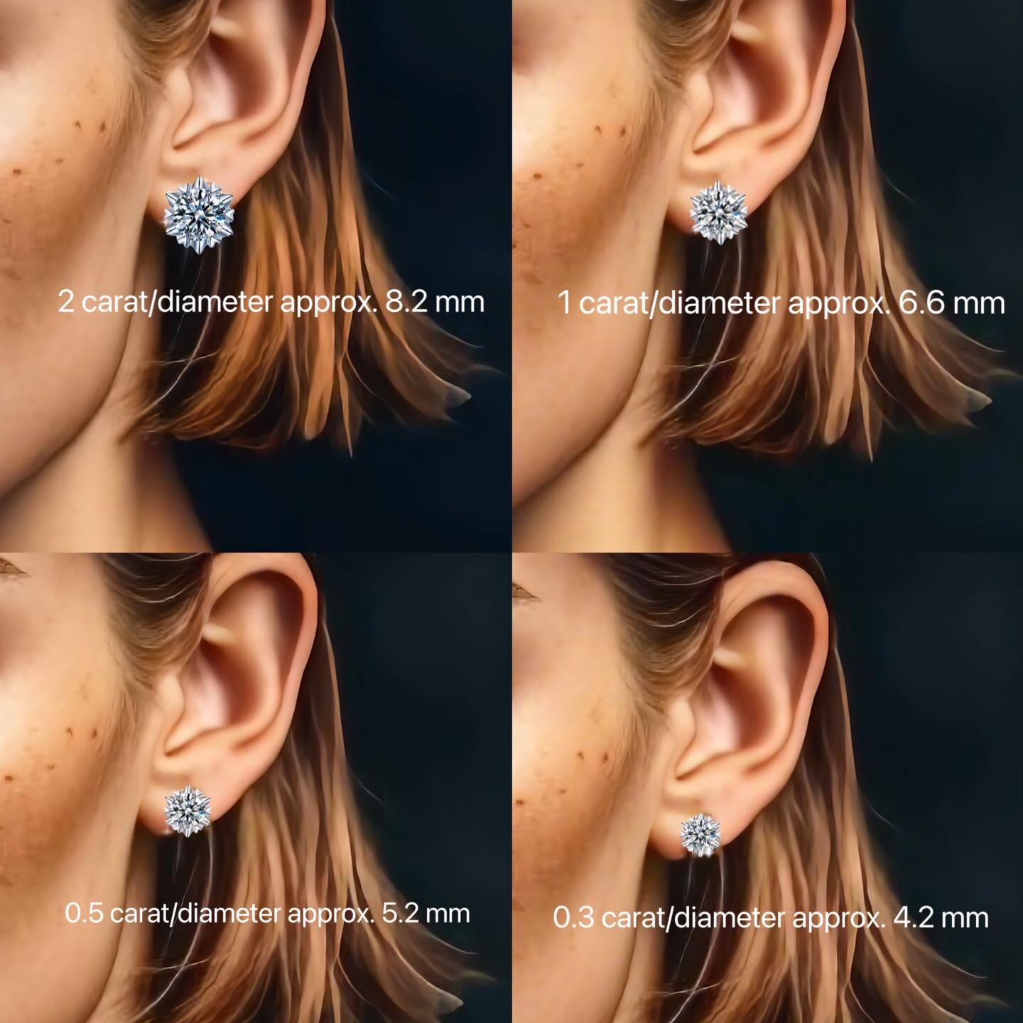 S925 Sterling Silver High Grade Certified Synthetic Moissanite Snowflake Ear Stud E Cut VVS1 Clarity D Color Daily Life Earrings(35%)-602
