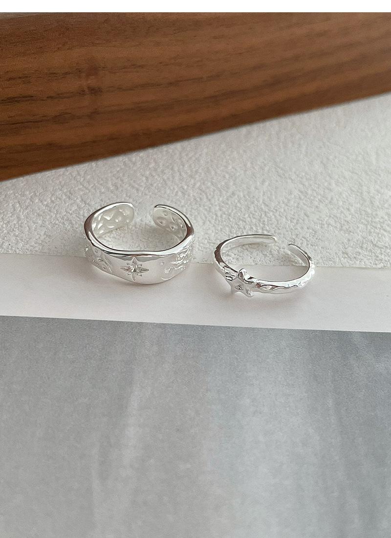 S925 Sterling Silver Irregular Texture Finger Ring for Women - 491(45%)