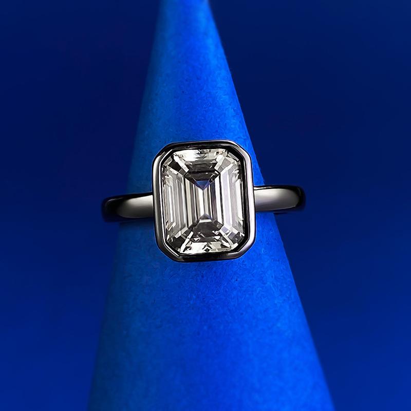 S925 Sterling Silver Black Golden Grandma Cut Square Ring 7*9mm 6A Cubic Zirconia Ring-361(35%)