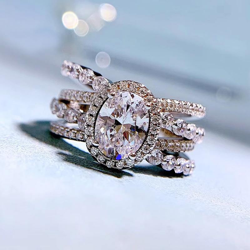 S925 sterling silver oval cut oval ring 6*8mm 6A cubic zirconia ring fashion jewelry accessory woman Girl promise ring-159 (35%)