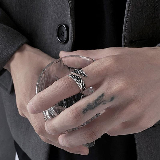 S925 Sterling Silver Vintage Angel Wings Couple Ring -547 weddingring(45%)