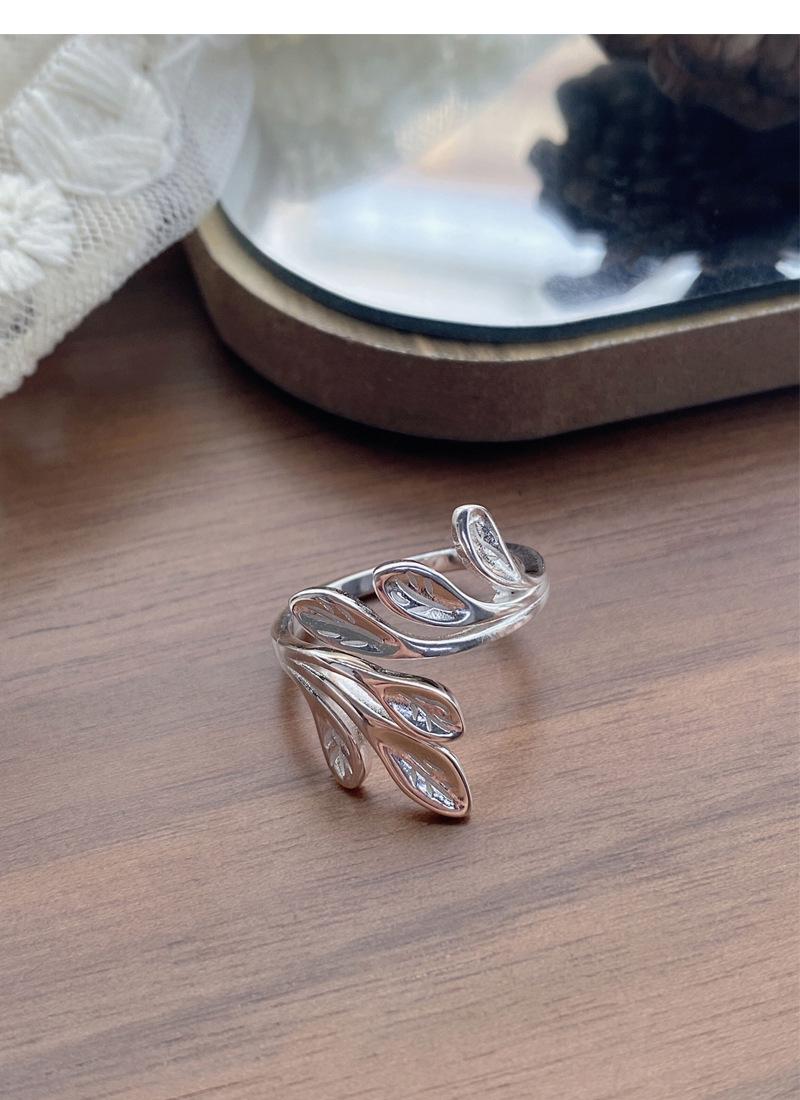 S925 Sterling Silver Vine Leaf Ring for Women Open Ring -524 leaf  ring(45%)