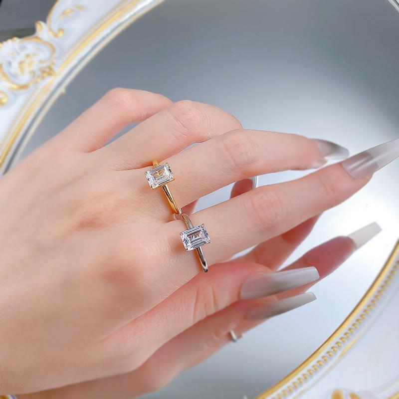 S925 Sterling Silver Grandma Cut Square Sugar Ring 6*8mm 6A Cubic Zirconia Ring fashion jewelry accessory woman girl promise ring Springtok-224(35%)