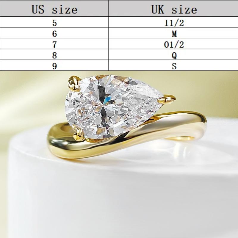S925 Sterling Silver Pear Ice Flower Cut Pear Ring 2 Karat 8A Cubic Zirconia Ring fashion jewelry accessory woman girl promise ring-398(35%)