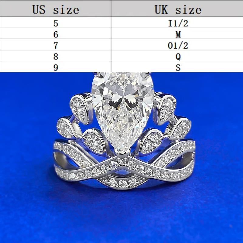 S925 sterling silver oval cut pear-shaped water drop Ring 8*12mm 6A cubic zirconia ring fashion jewelry accessory woman girl promise ring-338(35%)