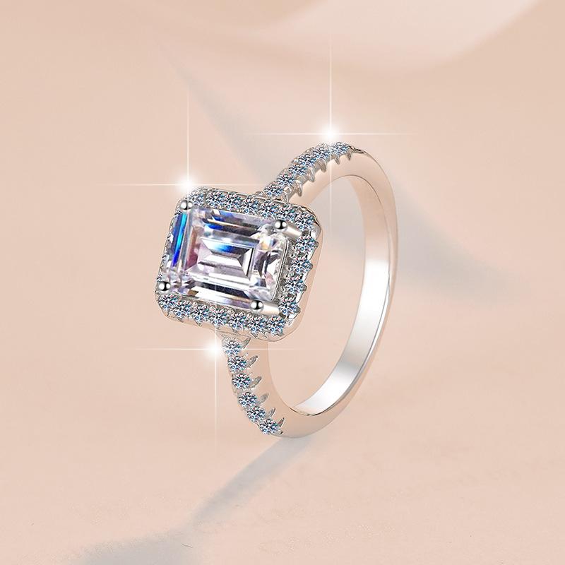 S925 Sterling Silver Grandmother Cut Ring Synthetic Moissanite Ring fashion jewelry accessory woman girl promise ring-191(35%)