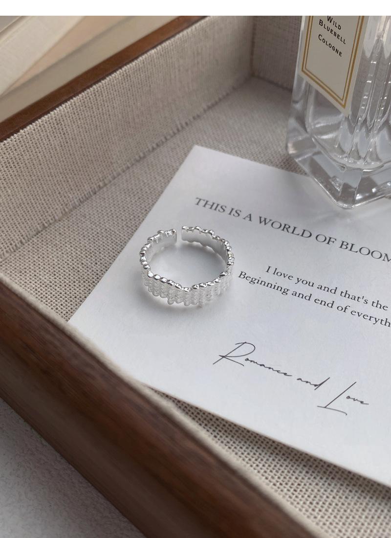 S925 Sterling Silver Irregular Texture Ring Women's Open Ring-488(45%)