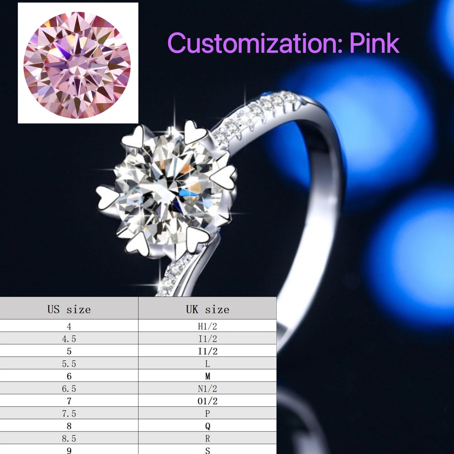 S925 Sterling Silver Swing Arm Snowflake Ring/2 Carat/ Synthetic Moissanite Ring fashion jewelry accessory woman girl promise ring-194(35%)