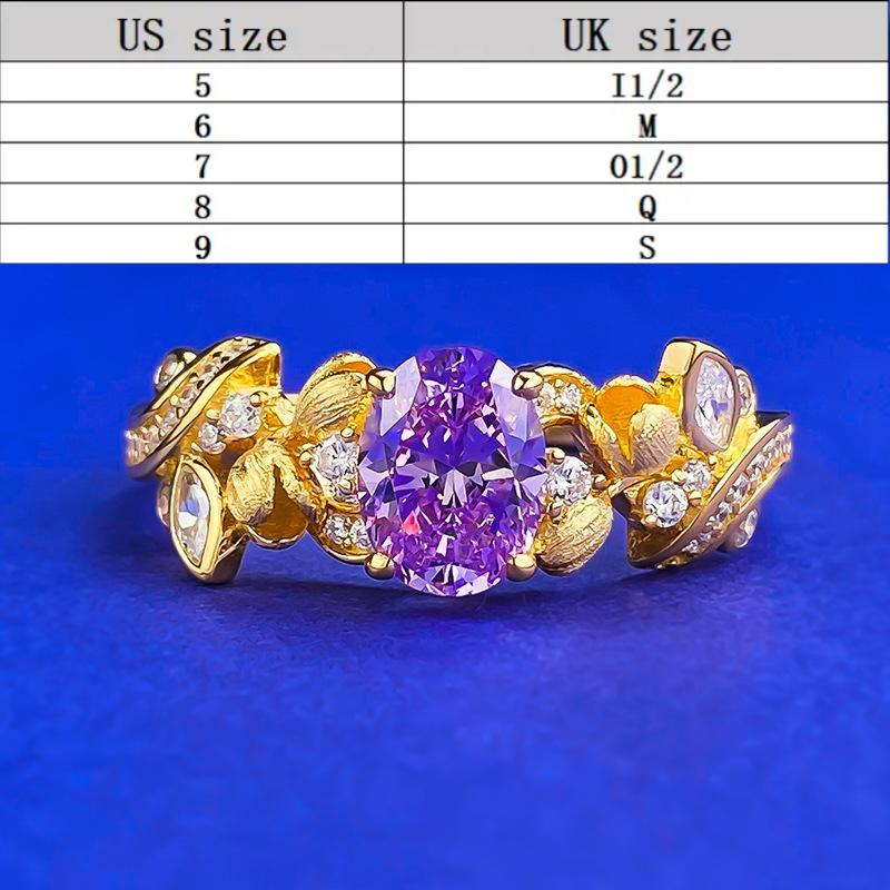 S925 Silver Purple Bauhinia Fairy Oval Ring 6*8mm 6A Cubic Zirconia Ring fashion jewelry accessible woman girl promise ring Springtok-105(35%)