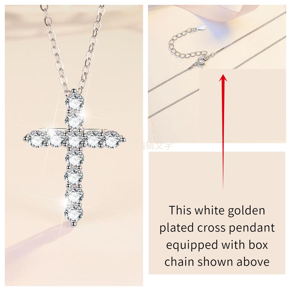 S925 Sterling Silver Synthetic Moissanite Small Cross Pendant birthday gift silver jewelry minimalist necklace pendant necklace-317(35%)