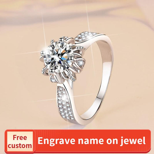 925 Sterling Silver Rose Bud Ring Synthetic Moissanite Ring fashion jewelry accessory woman girl promise ring-393(35%)