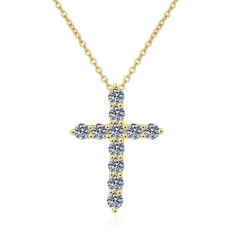 22. S925 Sterling Silver Synthetic Moissanite Small Cross Pendant