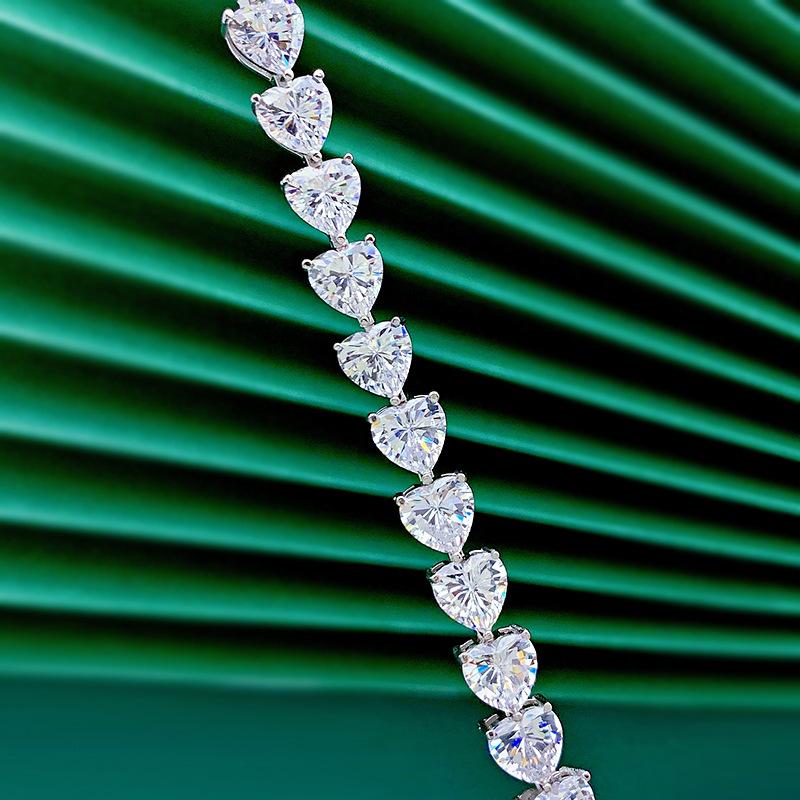 S925 Sterling Silver Bracelet Full Heart 8A Cubic Zirconia Bracelet-306(15%)