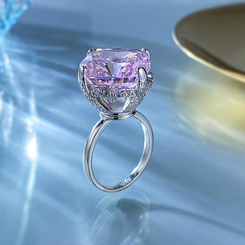 S925 Sterling Silver Radian Cut High Carbon Ring 15*15 8A Cubic Zirconia Ring fashion jewelry accessory woman girl promise ring-396(35%)