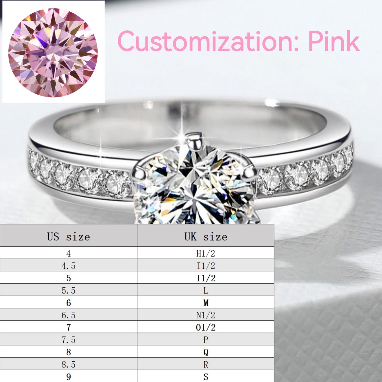 S925 Sterling Silver Ring Six-Claw Crown  Synthetic Moissanite fashion jewelry accessory woman girl promise ring Springtok-341(35%)