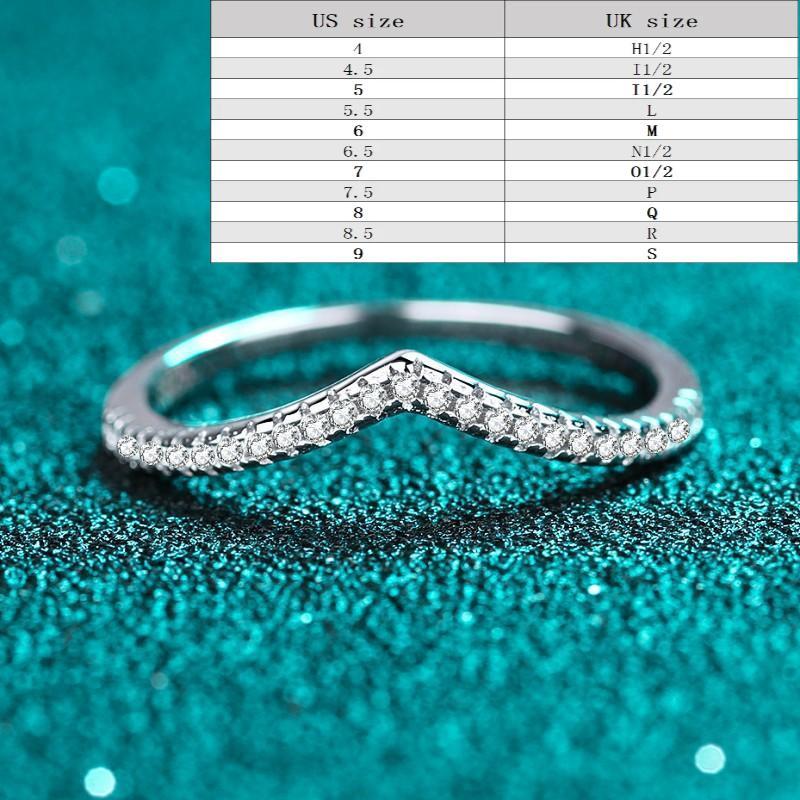 S925 Sterling Silver V-Shaped Ring Synthetic Moissanite Ring fashion jewelry accessory woman girl promise ring-167(35%)