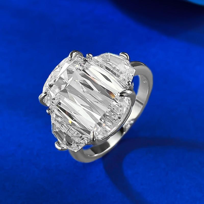 S925 Silver Fat Square Prism Cut Ring 10 * 14mm 8A Cubic Zirconia Ring fashion jewelry accessory woman girl promise ring-285(35%)