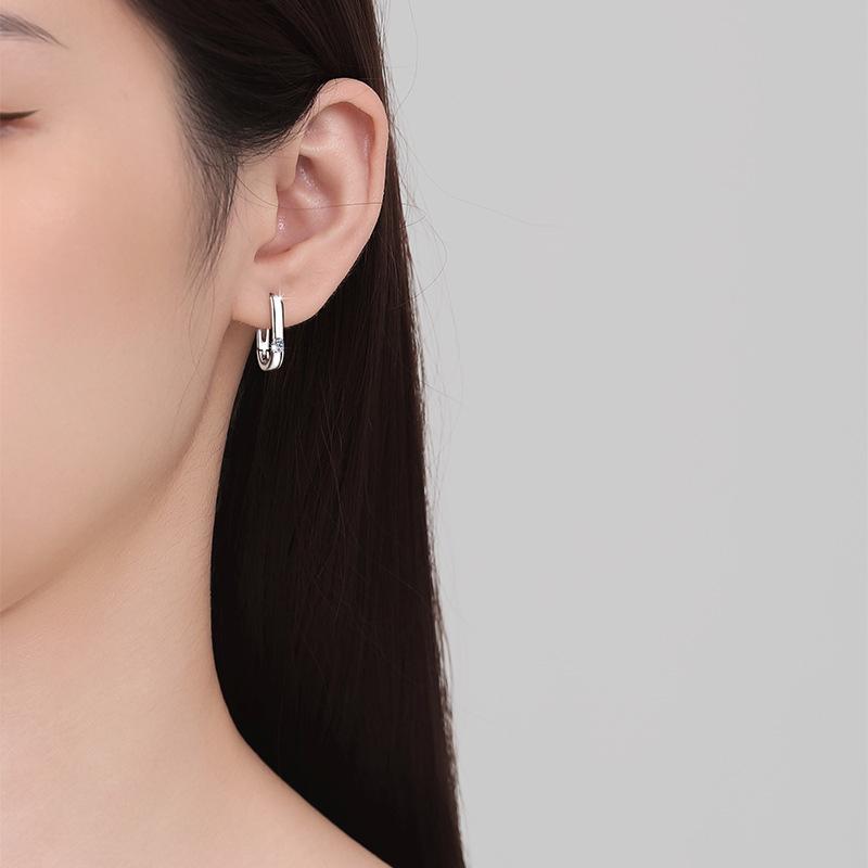 S925 Sterling Silver Simple Ear Clip Synthetic Moissanite Ear Clip Daily Life Earrings(35%)-647