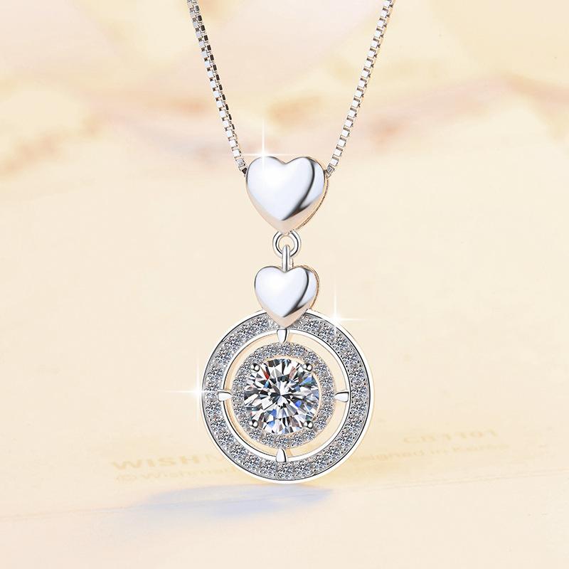 NO8-2. S925 Sterling Silver Synthetic Moissanite Halo Pendant