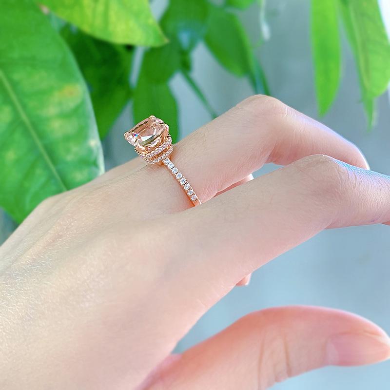 S925 Sterling Silver Champagne Fat Square Cut High Carbon Ring 9*9mm 6A Cubic Zirconia Ring-457(25%)