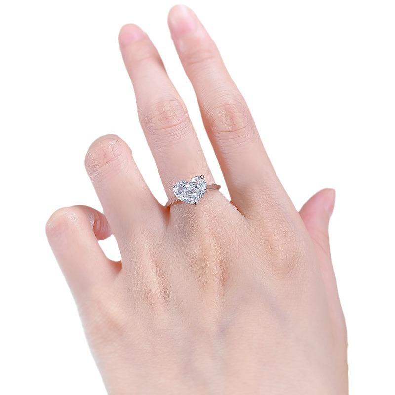 S925 Sterling Silver Ice Flower cut fat heart ring 10*8mm 8A cubic zirconia ring fashion jewelry accessory woman girl promise ring Springtok-354(35%)