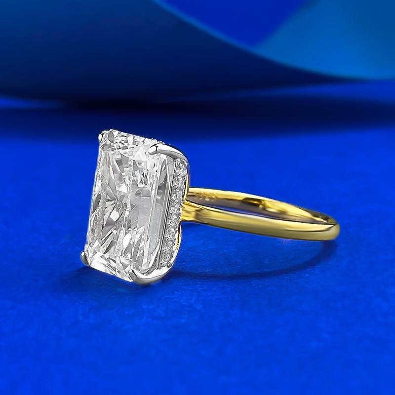 S925 Sterling Silver Ice Flower Cut Rectangular Ring 9*13mm 8A Cubic Zirconia Ring-106(35%)